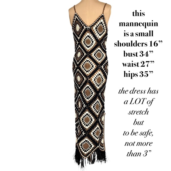 dress ELAN crochet NWT maxi 53" spaghetti straps sexy tight S/M party festival - Picture 3 of 15